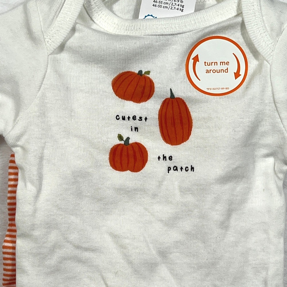 Carters Just One You Newborn Pumpkin Bodysuit and Pants Set 1T195310 White - Picture 2 of 7